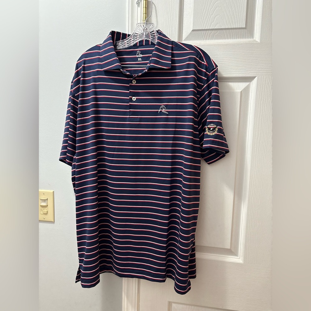 Limited Edition Rhoback Old Glory Striped July 4th USA Polo Embroidered Sleeve